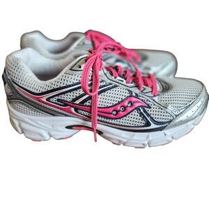Saucony Womens  Gray Pink Running Shoes Sneakers Size 9 Needs Insoles
